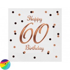 Serviete Happy Birthday 60 bele s pikami